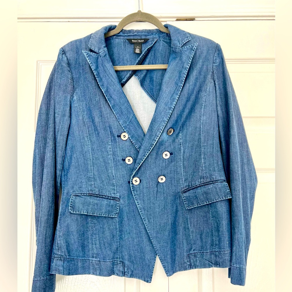 White House Black Market denim blazer EUC size 10